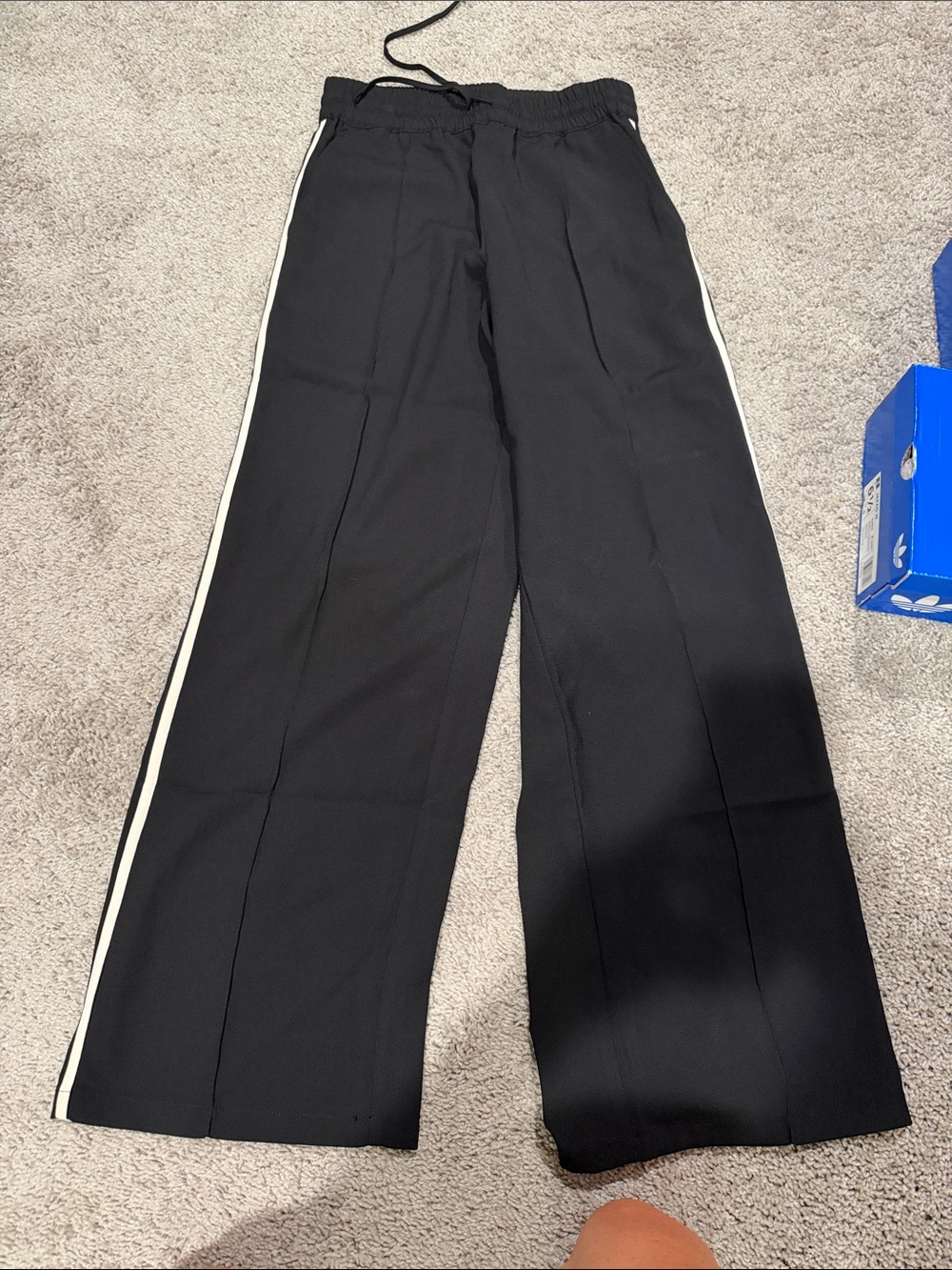 Z Supply Black Wide-Leg Track Pants with Side Stripe